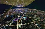 aerial image of the Melbourne city lights at night