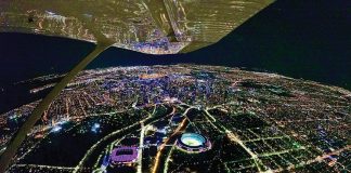 aerial image of the Melbourne city lights at night