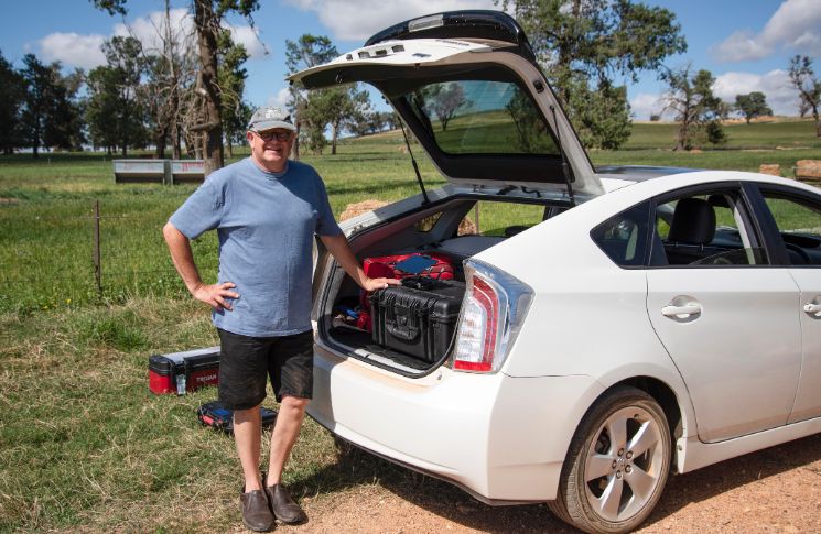 image of Martin Bass at the back of his car with his drone equipment