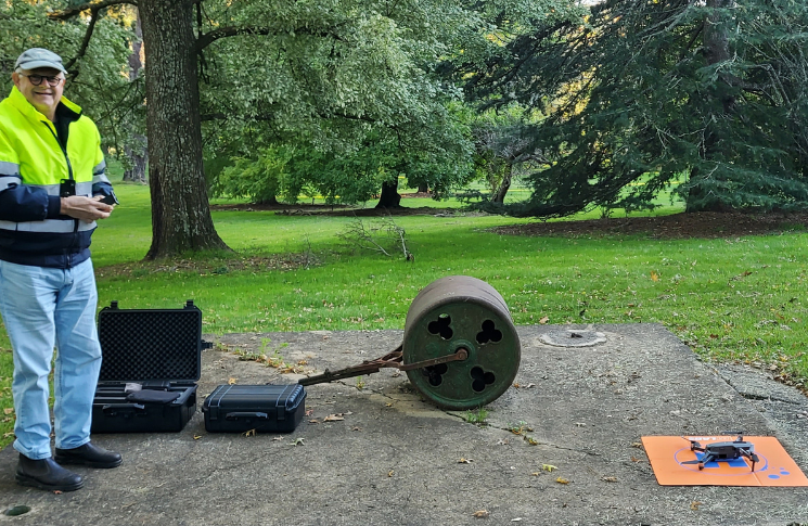 Martin Bass preparing to fly his drone
