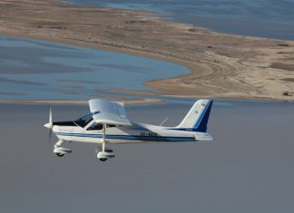 Tecnam P92 Super Echo (24-4850) flying over Lake Eyre, South Australia. Out-n-back, 2011.