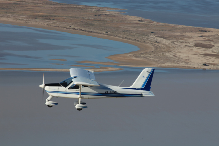 Tecnam P92 Super Echo (24-4850) flying over Lake Eyre, South Australia. Out-n-back, 2011.