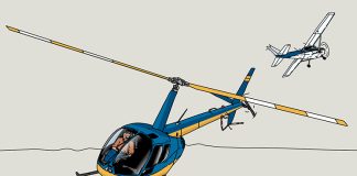Cartoon graphic of a helicopter
