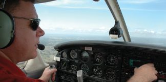 Image of a pilot in the cockpit