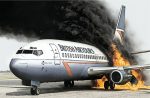 When hell came to Manchester Illustration of the Boeing 737-200 - British Airtours flight 328 with smoke and fire coming out of the aeroplane.