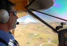 Ultralight pilot Greg Davies flying over Bathurst.