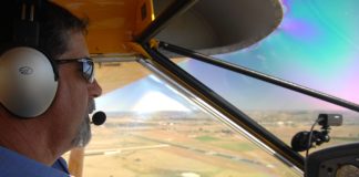 Ultralight pilot Greg Davies flying over Bathurst.