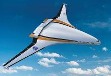 A render of the NASA X-23 blended wing body aircraft.