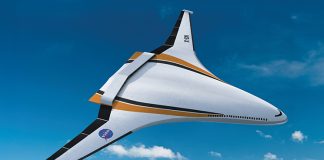 A render of the NASA X-23 blended wing body aircraft.