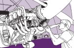 Putting the pieces together: modular engineer licensing A man is working on an aeroplane engine, which is purple and white.
