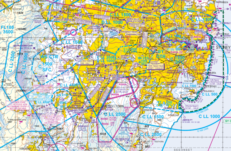 A visual terminal chart depicting the updated Sydney airspace