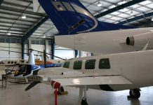 Mixed aircraft in the hangar