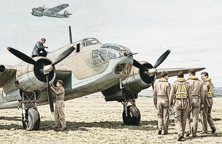 beaufort-elegies-1 Engineers inspect a Bristol Beaufort as a group of pilots walks towards it