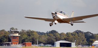Aircraft taking off at Bankstown airport