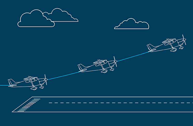 There's always next time Illustration of an aeroplane conducting a go-around at an airport
