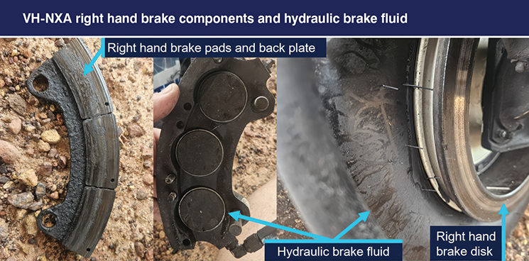 VH-NXA right hand brake components and hydraulic brake fluid